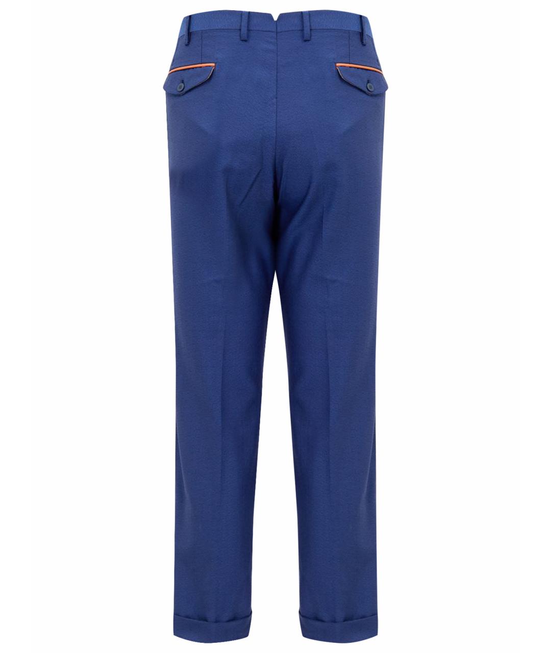 STEFANO RICCI Синие хлопковые классические брюки, фото 6