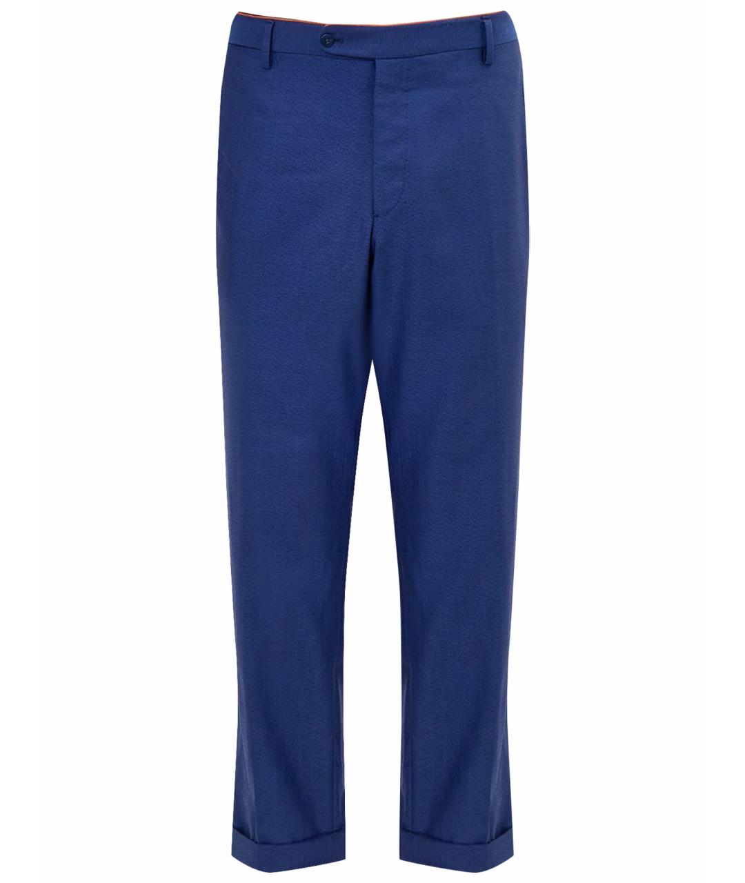 STEFANO RICCI Синие хлопковые классические брюки, фото 1