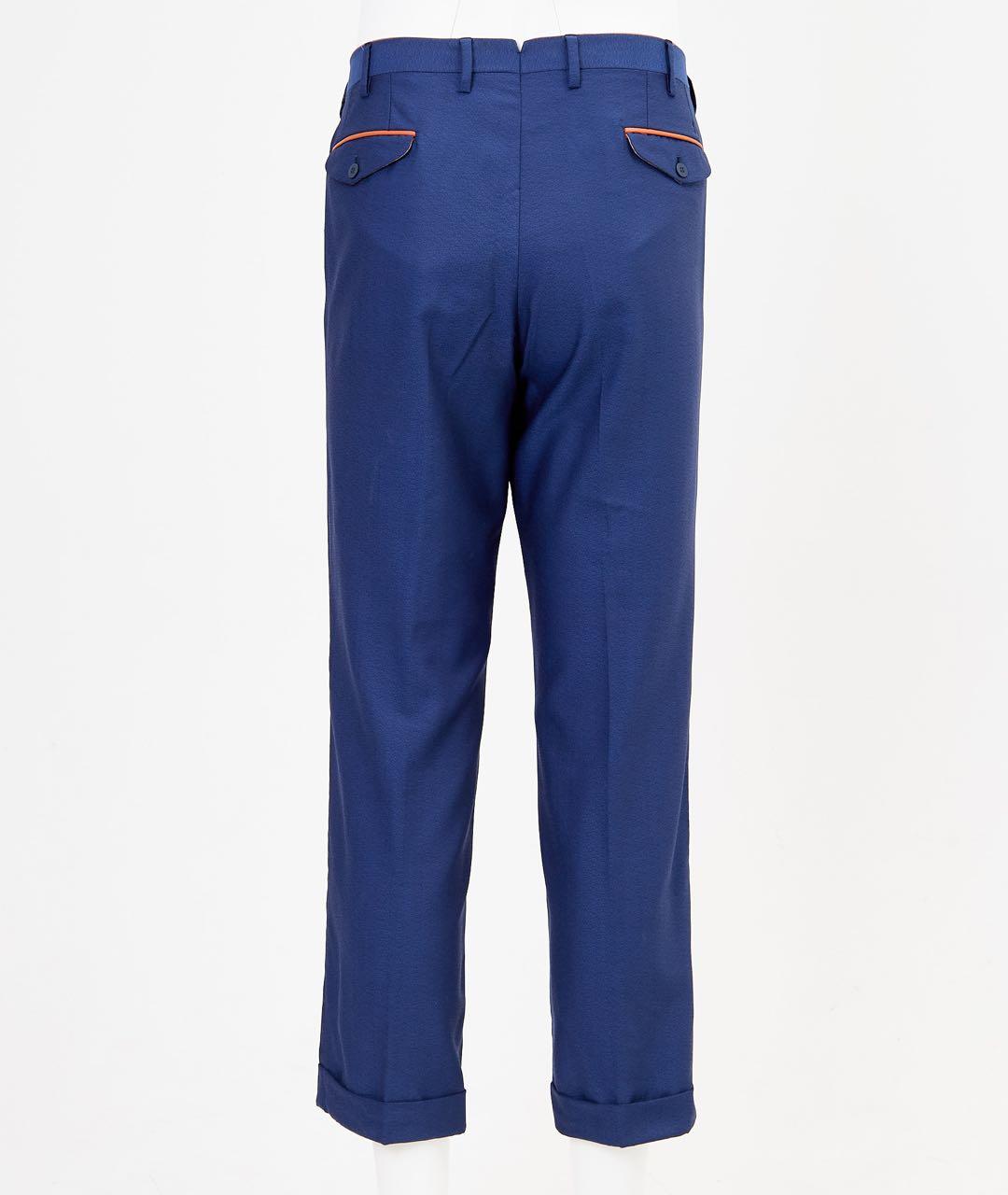 STEFANO RICCI Синие хлопковые классические брюки, фото 2