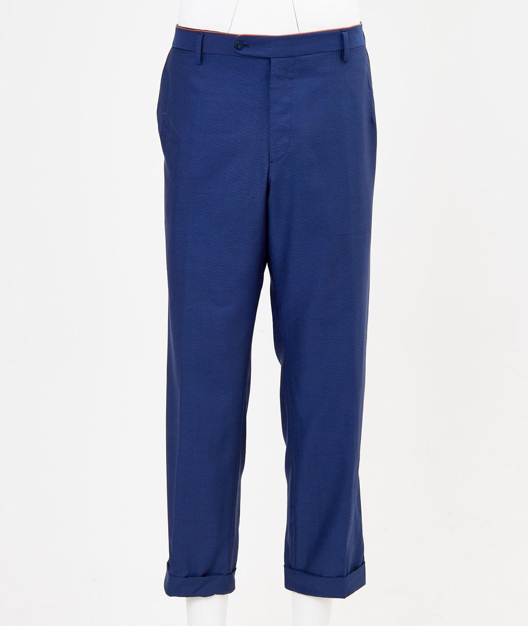 STEFANO RICCI Синие хлопковые классические брюки, фото 4