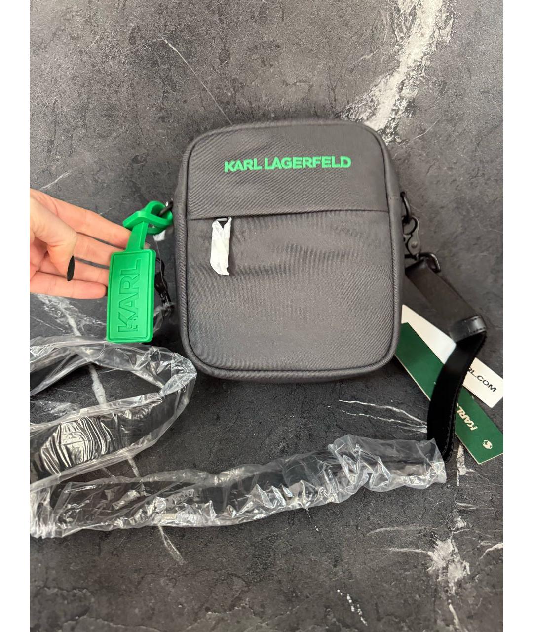 KARL LAGERFELD Антрацитовая синтетическая сумка на плечо, фото 9