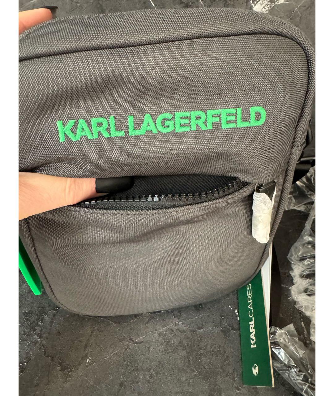 KARL LAGERFELD Антрацитовая синтетическая сумка на плечо, фото 6