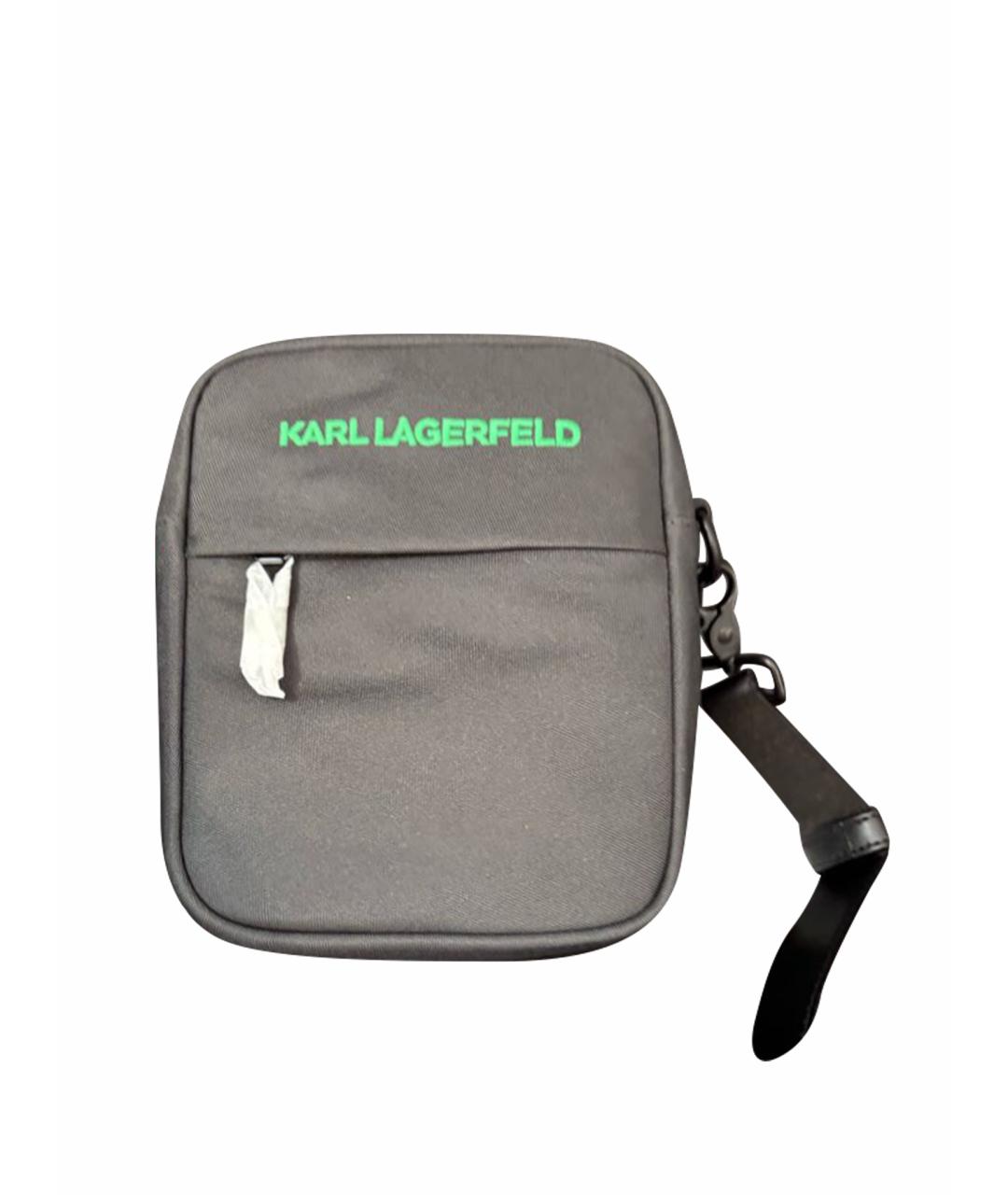 KARL LAGERFELD Антрацитовая синтетическая сумка на плечо, фото 1