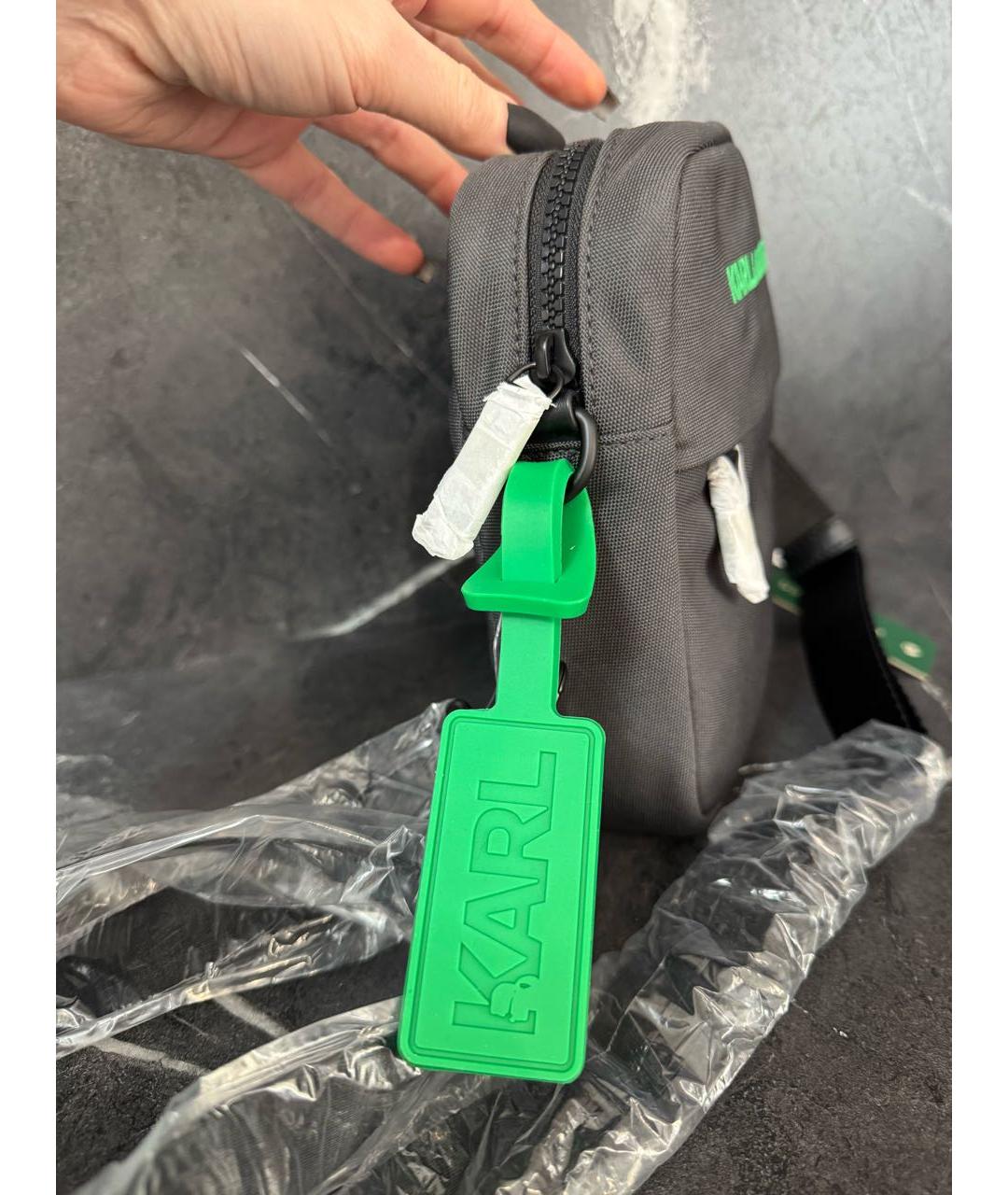 KARL LAGERFELD Антрацитовая синтетическая сумка на плечо, фото 2