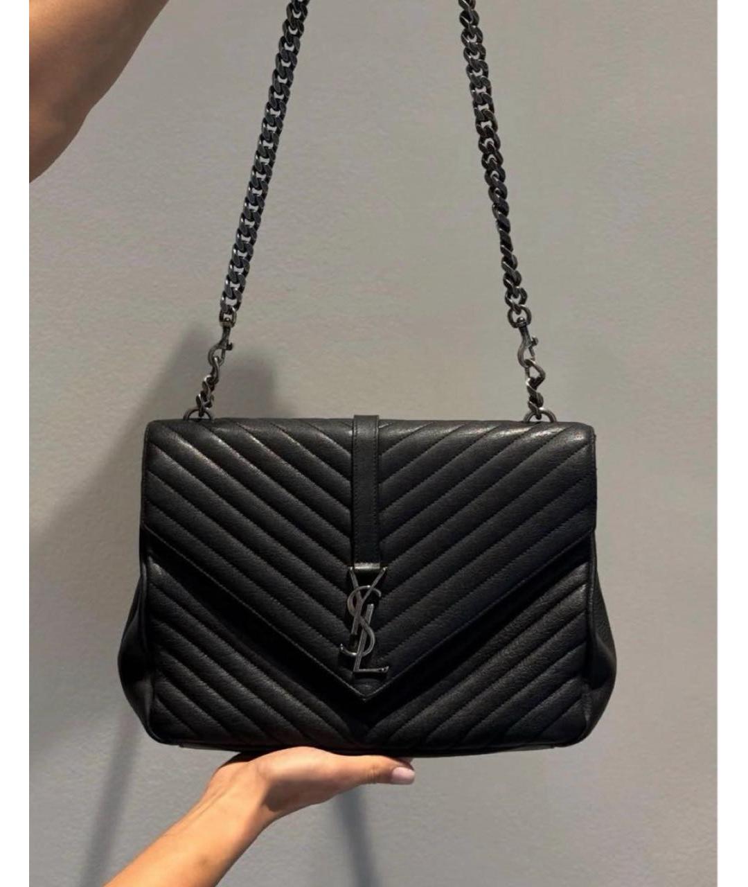 SAINT LAURENT Черная кожаная сумка через плечо, фото 2