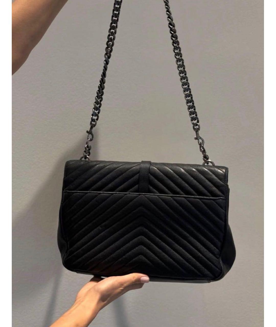 SAINT LAURENT Черная кожаная сумка через плечо, фото 3