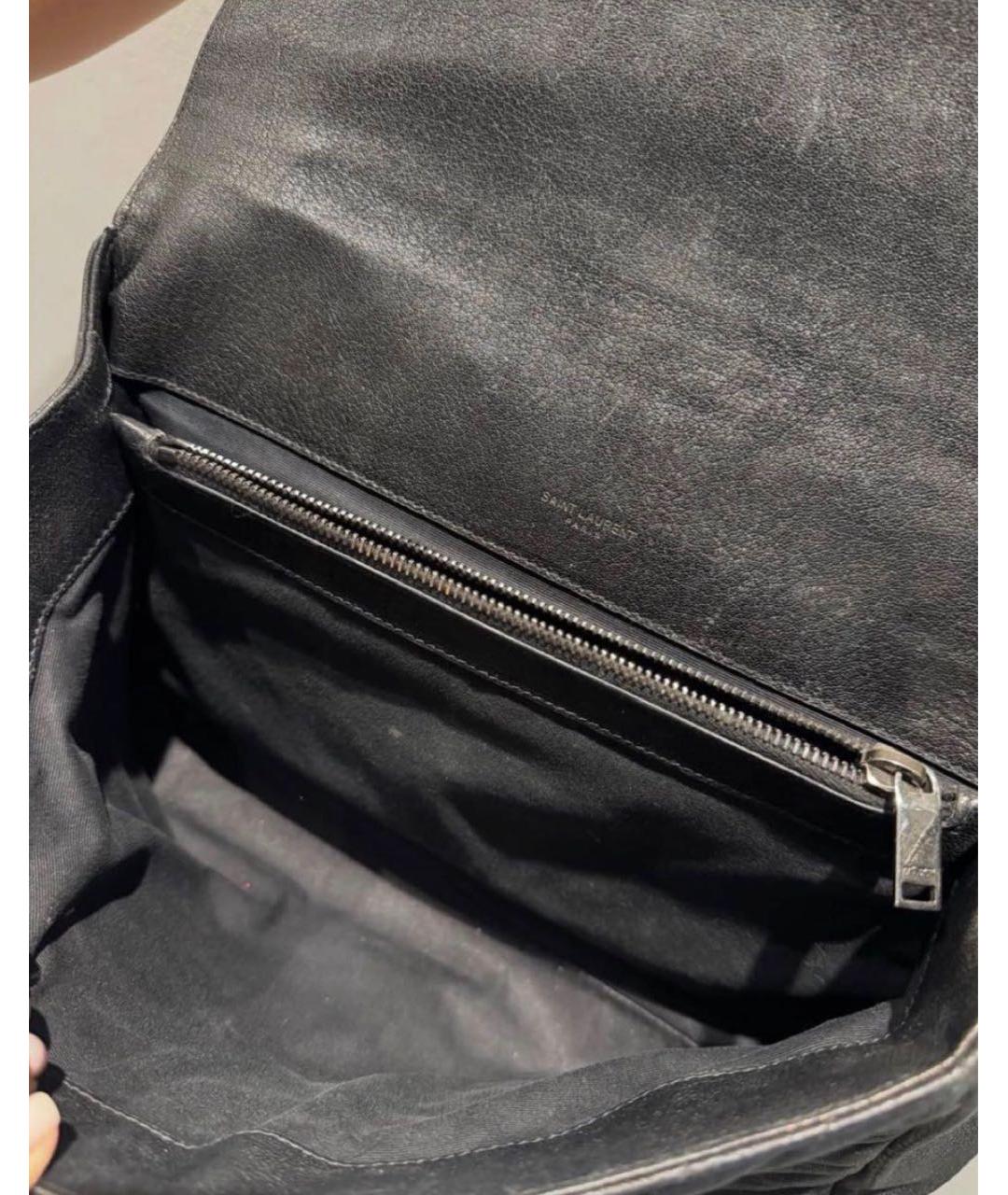 SAINT LAURENT Черная кожаная сумка через плечо, фото 5