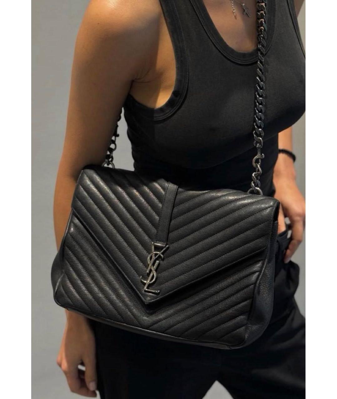 SAINT LAURENT Черная кожаная сумка через плечо, фото 4