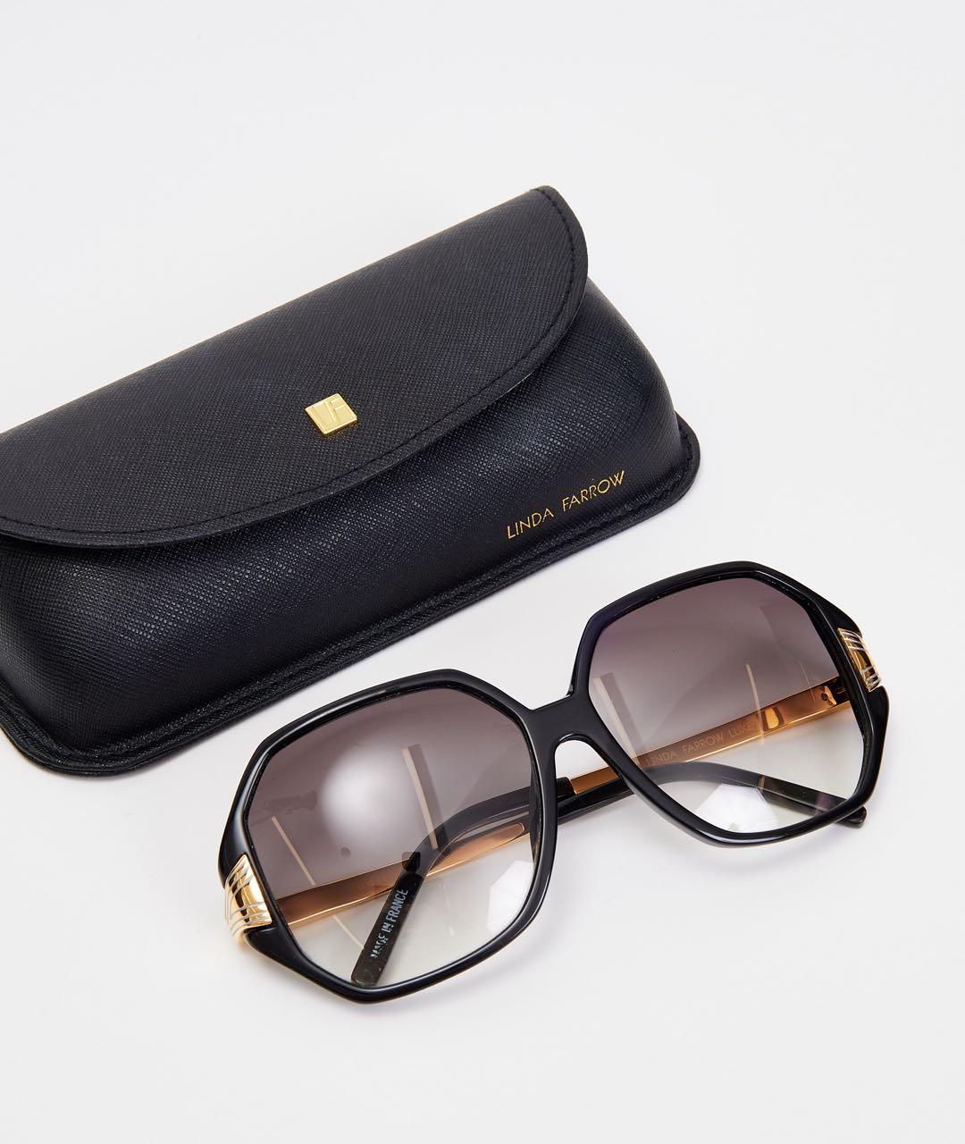 LINDA FARROW Черные пластиковые солнцезащитные очки, фото 3