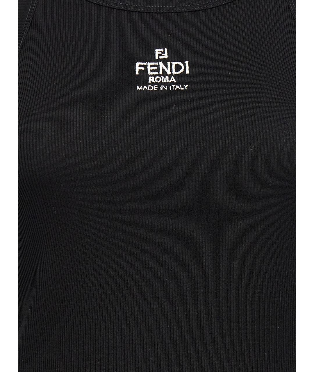 FENDI Черная хлопковая майка, фото 4
