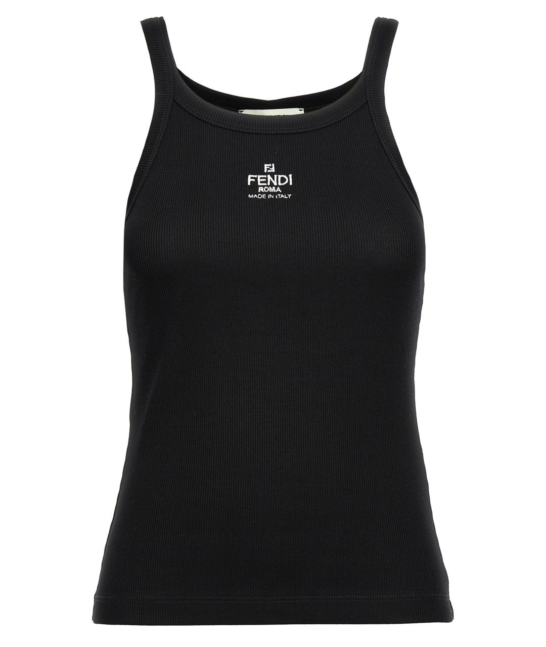 FENDI Черная хлопковая майка, фото 1