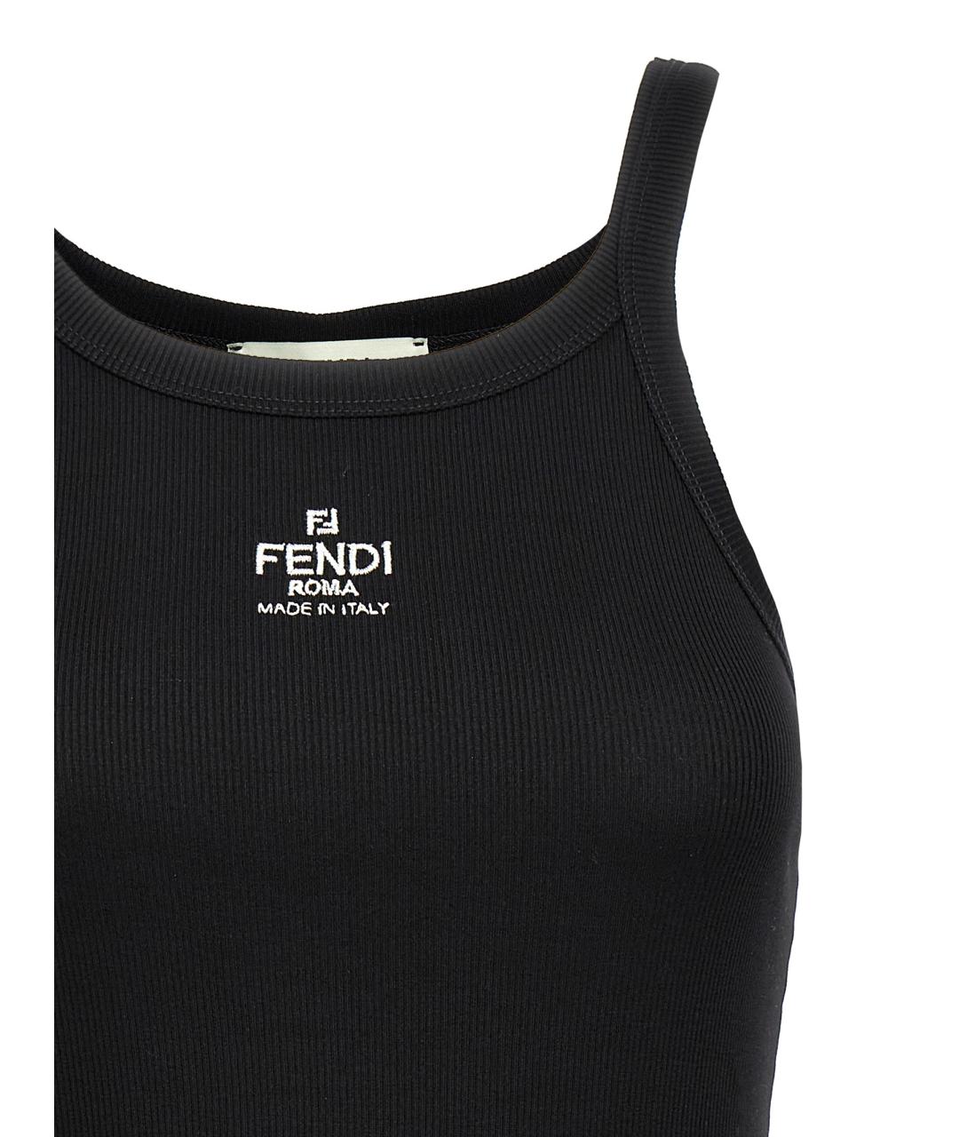 FENDI Черная хлопковая майка, фото 3