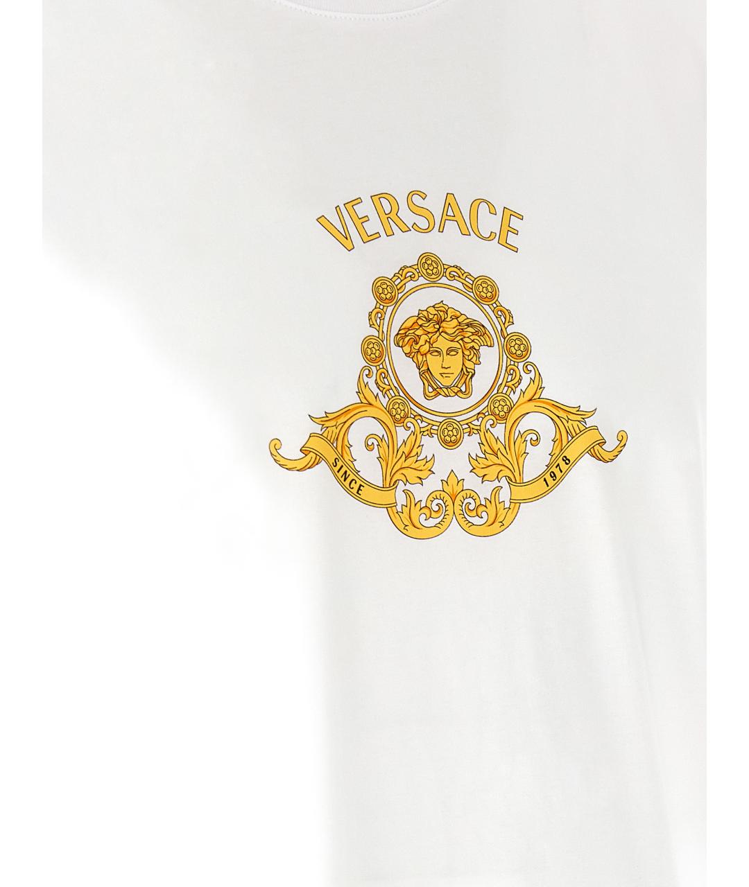 VERSACE Белая хлопковая футболка, фото 4