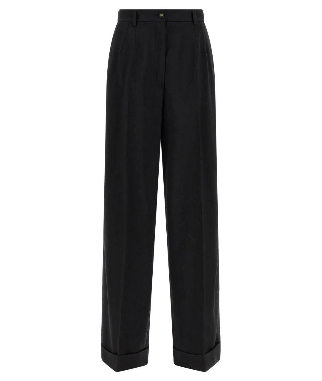 DOLCE&GABBANA Черные шерстяные прямые брюки, фото 1