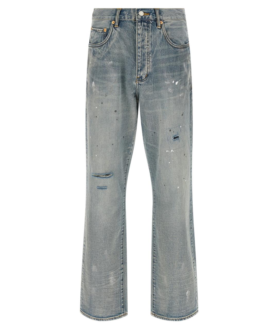 PURPLE Голубые хлопковые прямые джинсы, фото 1