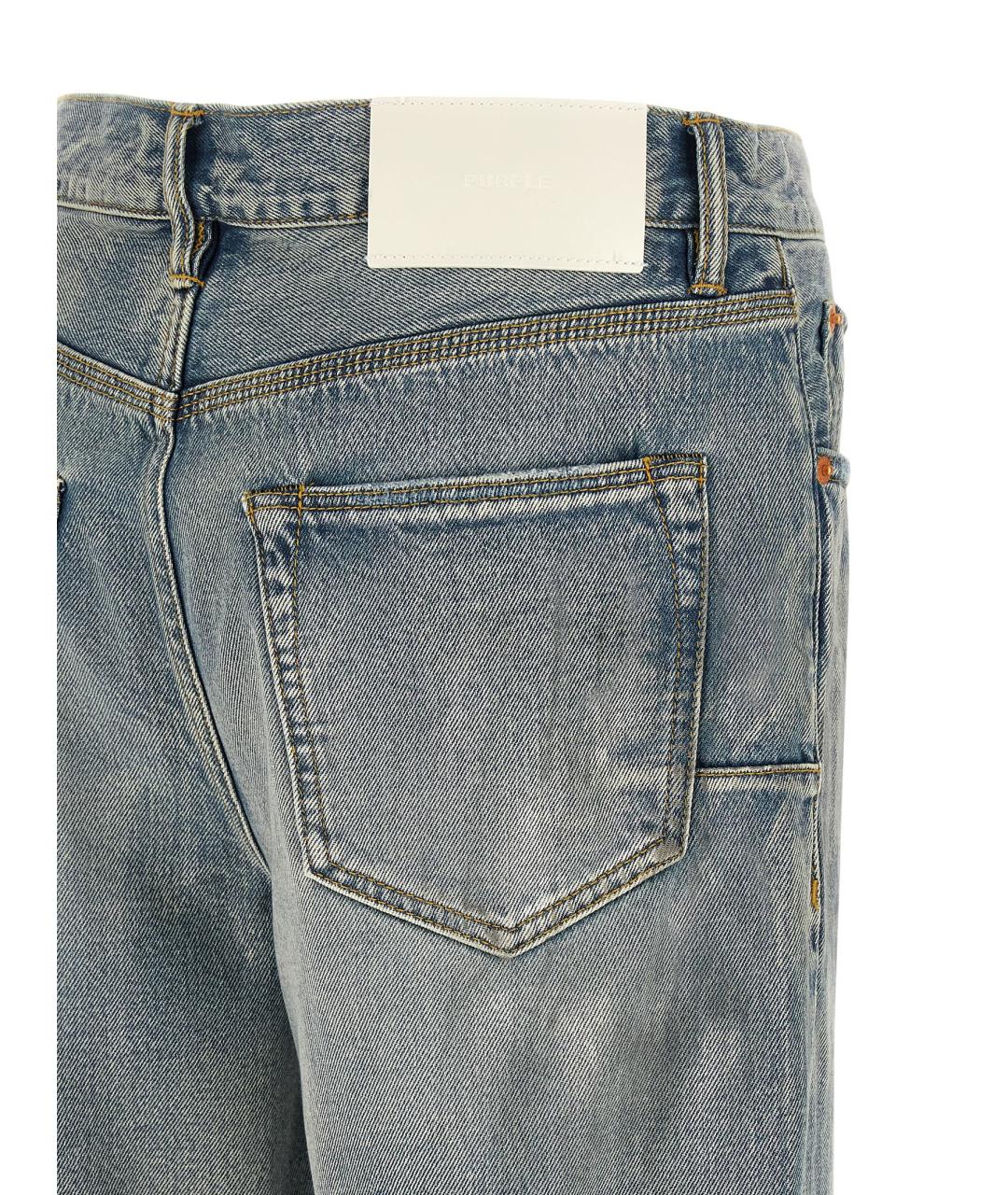 PURPLE Голубые хлопковые прямые джинсы, фото 4