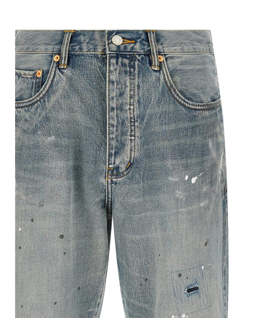 PURPLE Голубые хлопковые прямые джинсы, фото 3