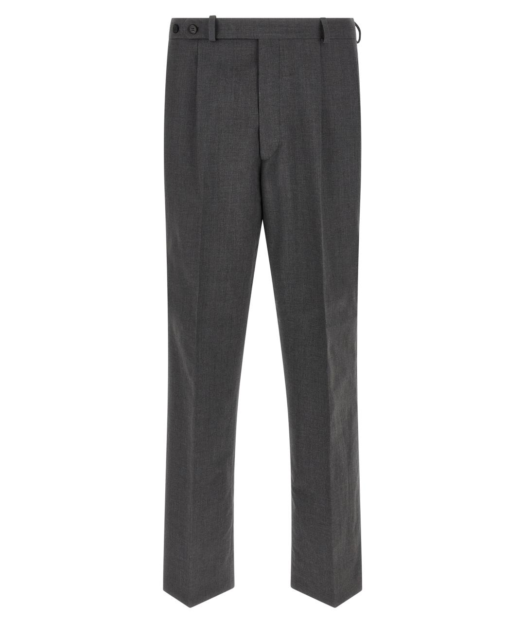 PRADA Серые шерстяные повседневные брюки, фото 1