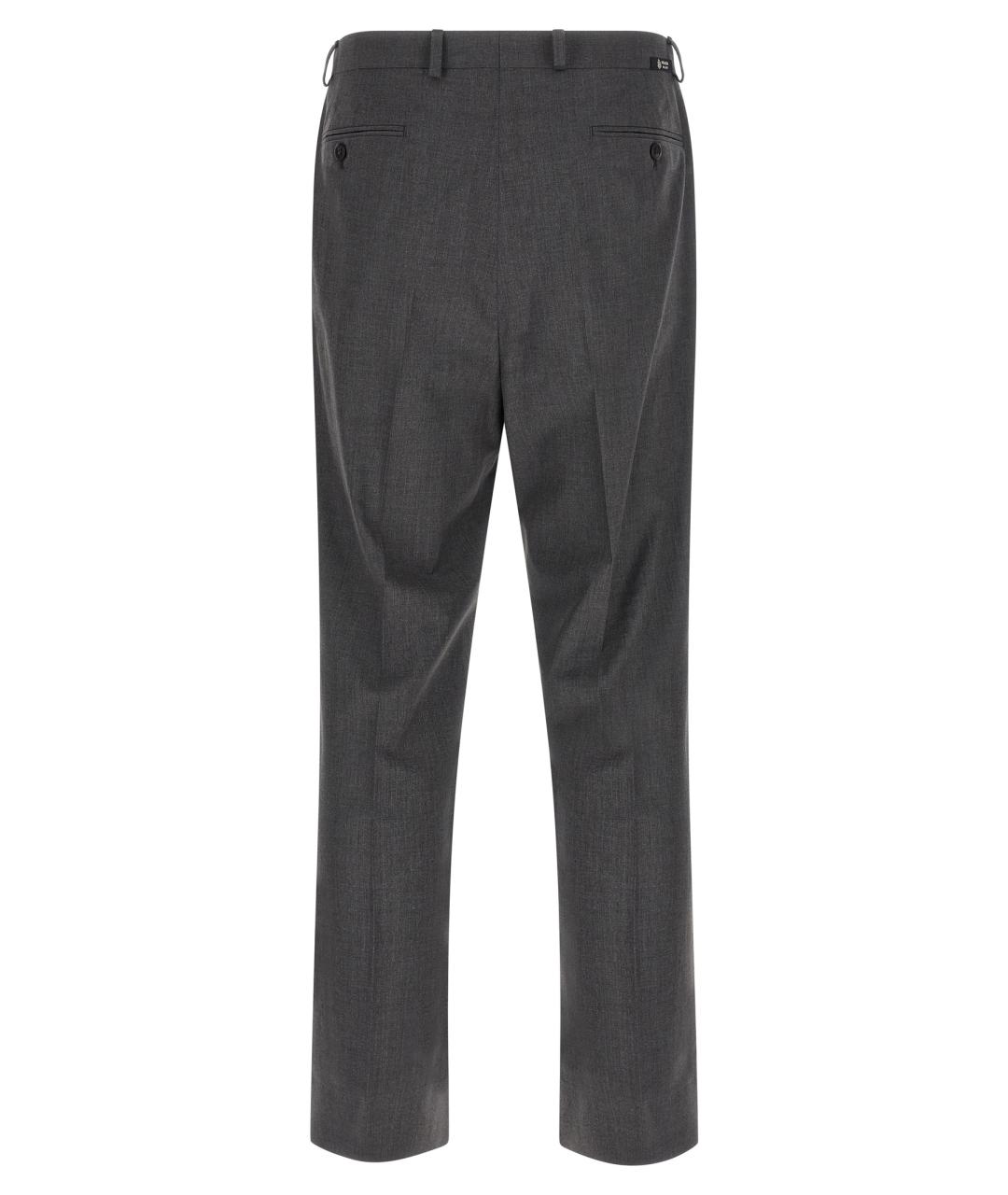 PRADA Серые шерстяные повседневные брюки, фото 2