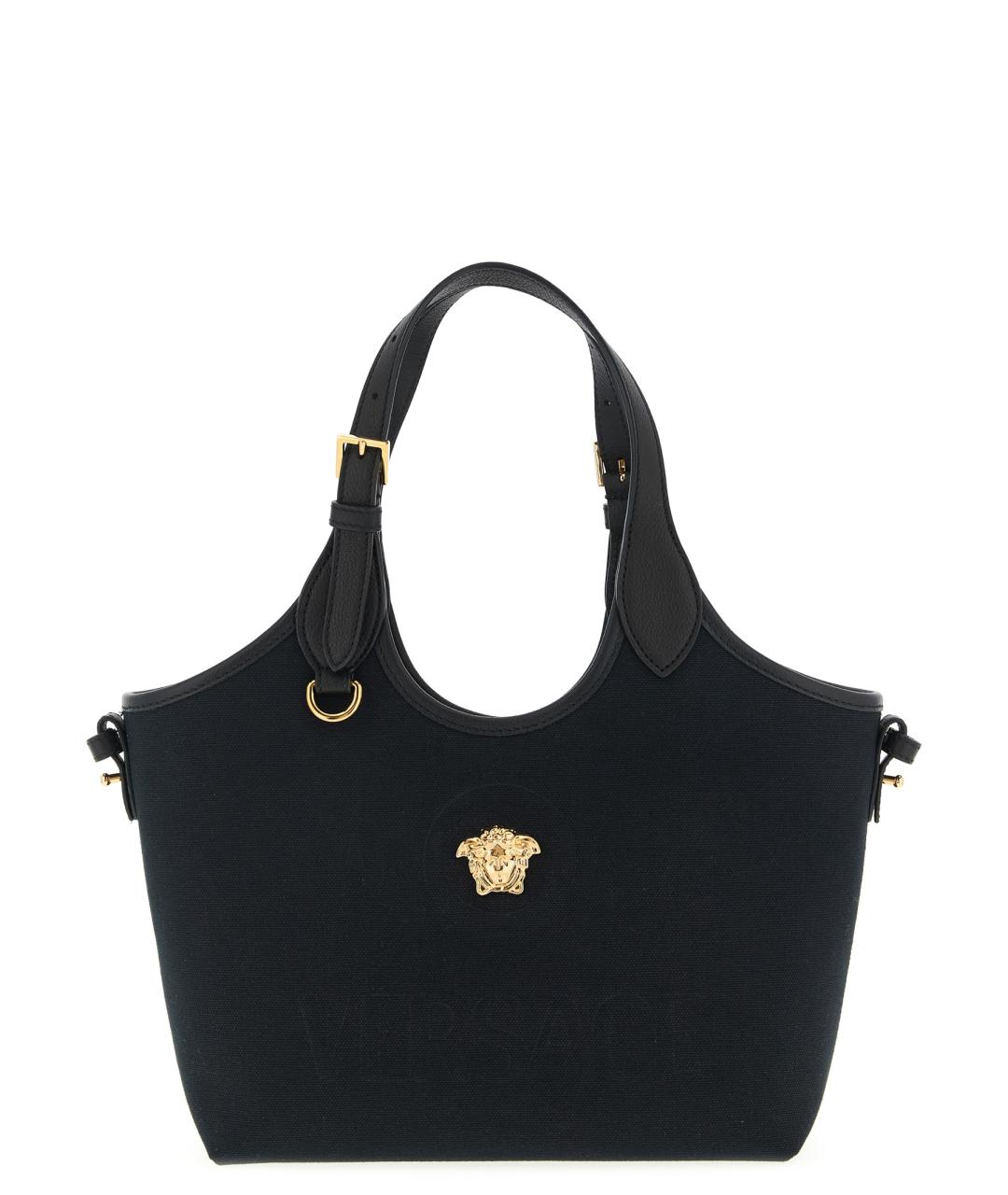 VERSACE Черная хлопковая сумка тоут, фото 1