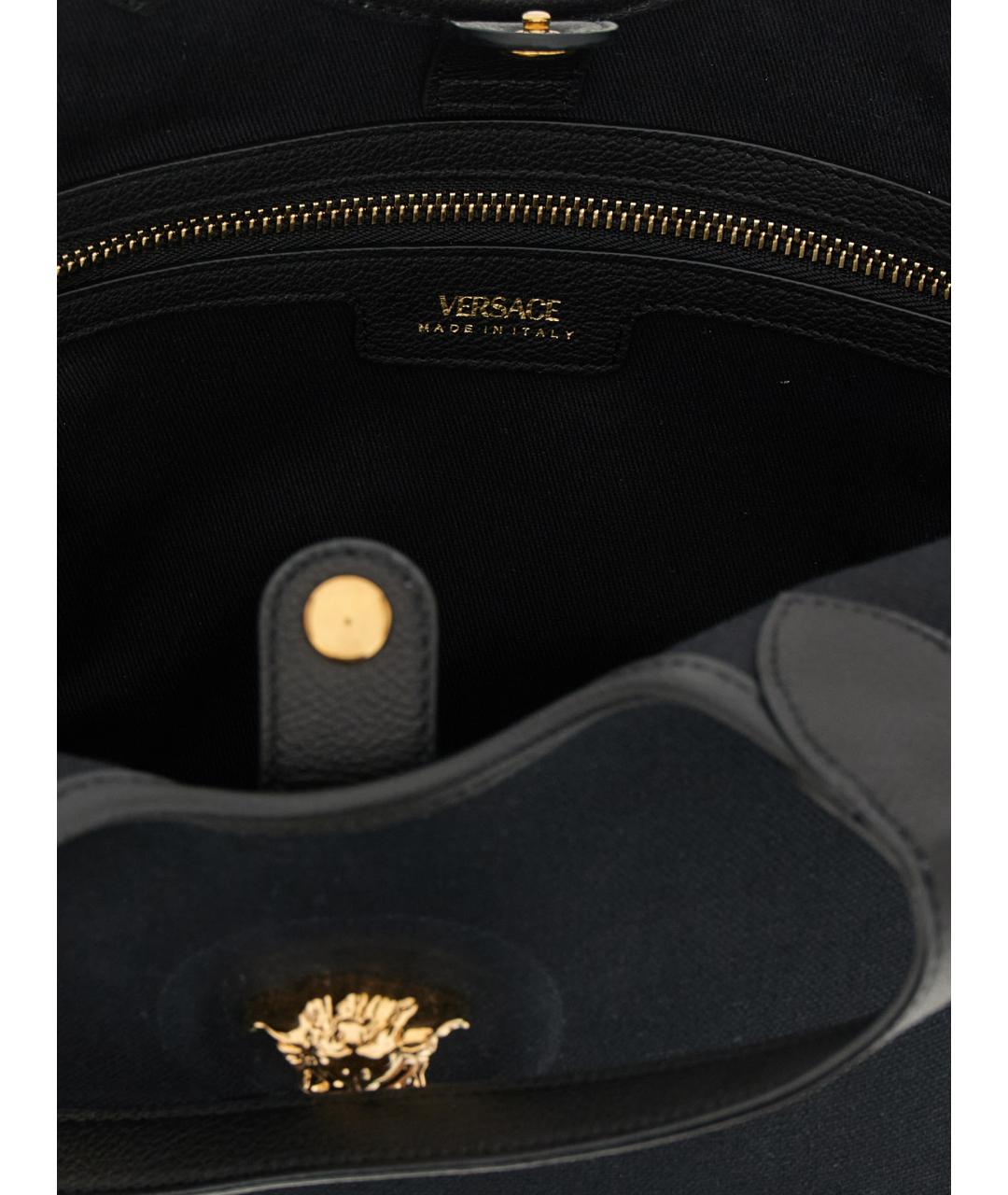 VERSACE Черная хлопковая сумка тоут, фото 4