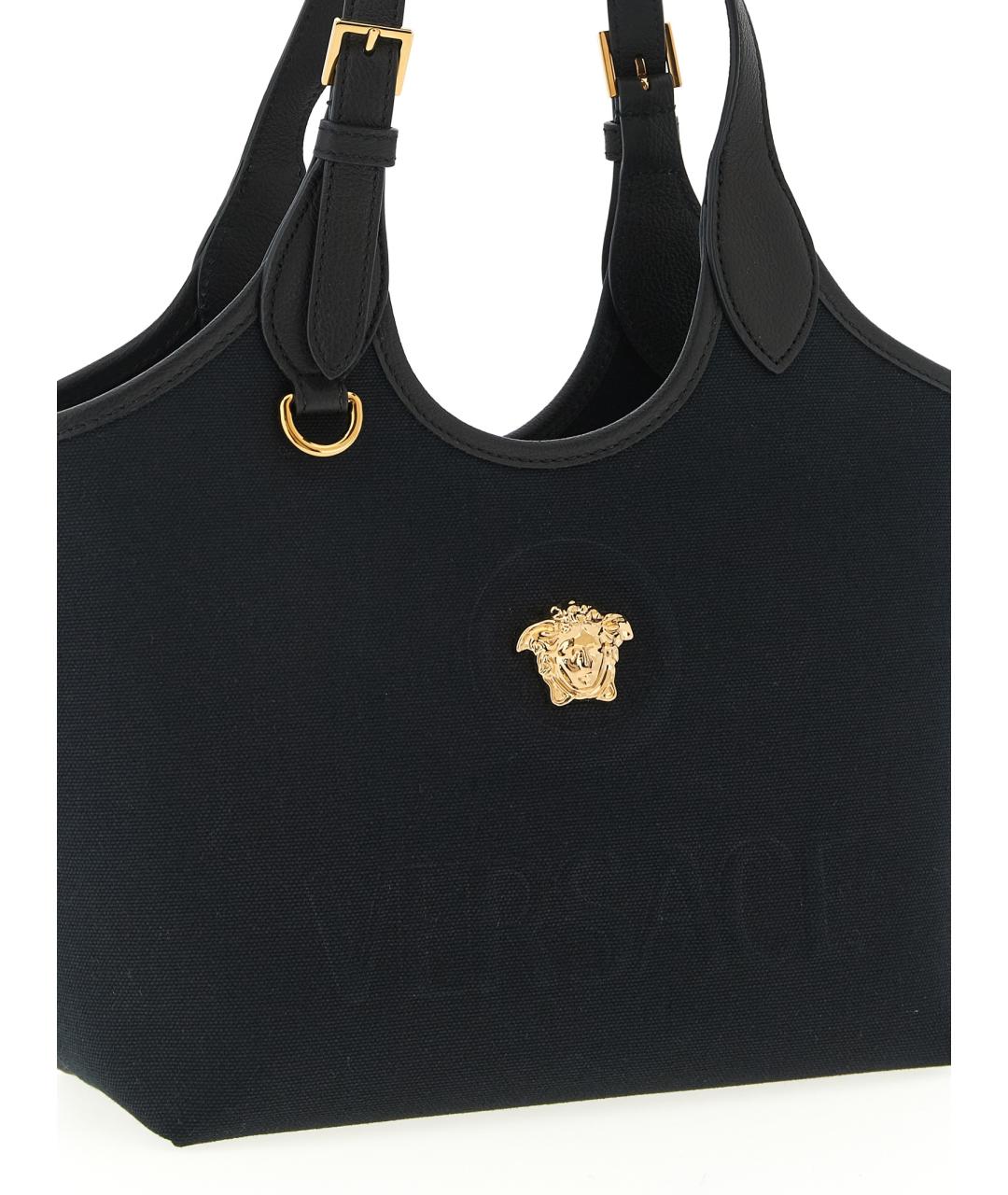 VERSACE Черная хлопковая сумка тоут, фото 3