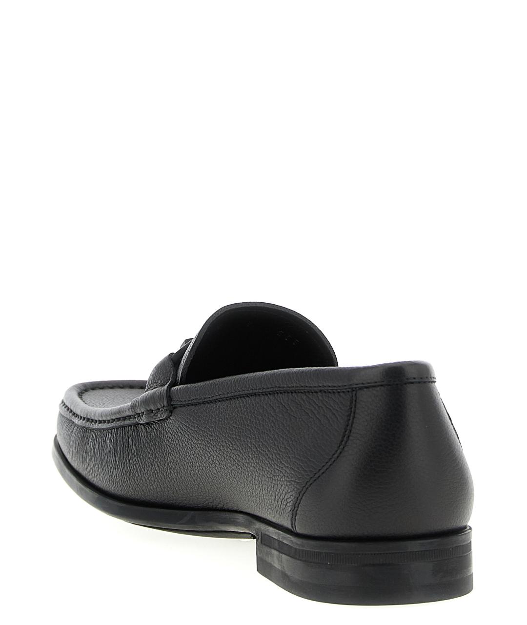 FERRAGAMO Черные кожаные лоферы, фото 3