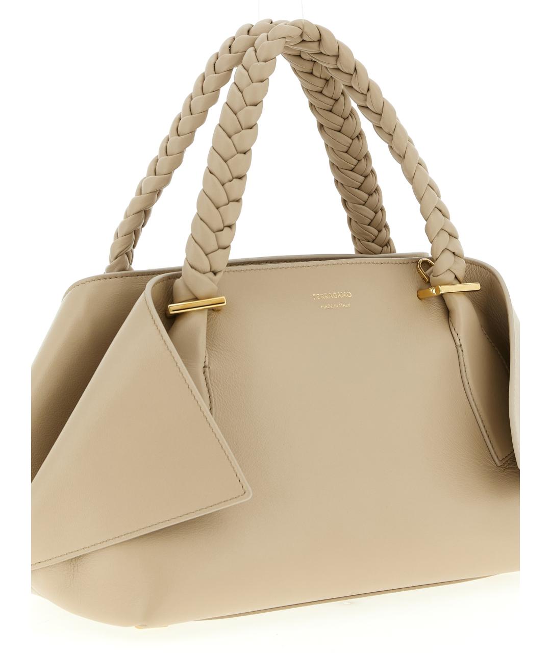 FERRAGAMO Бежевая кожаная сумка через плечо, фото 3