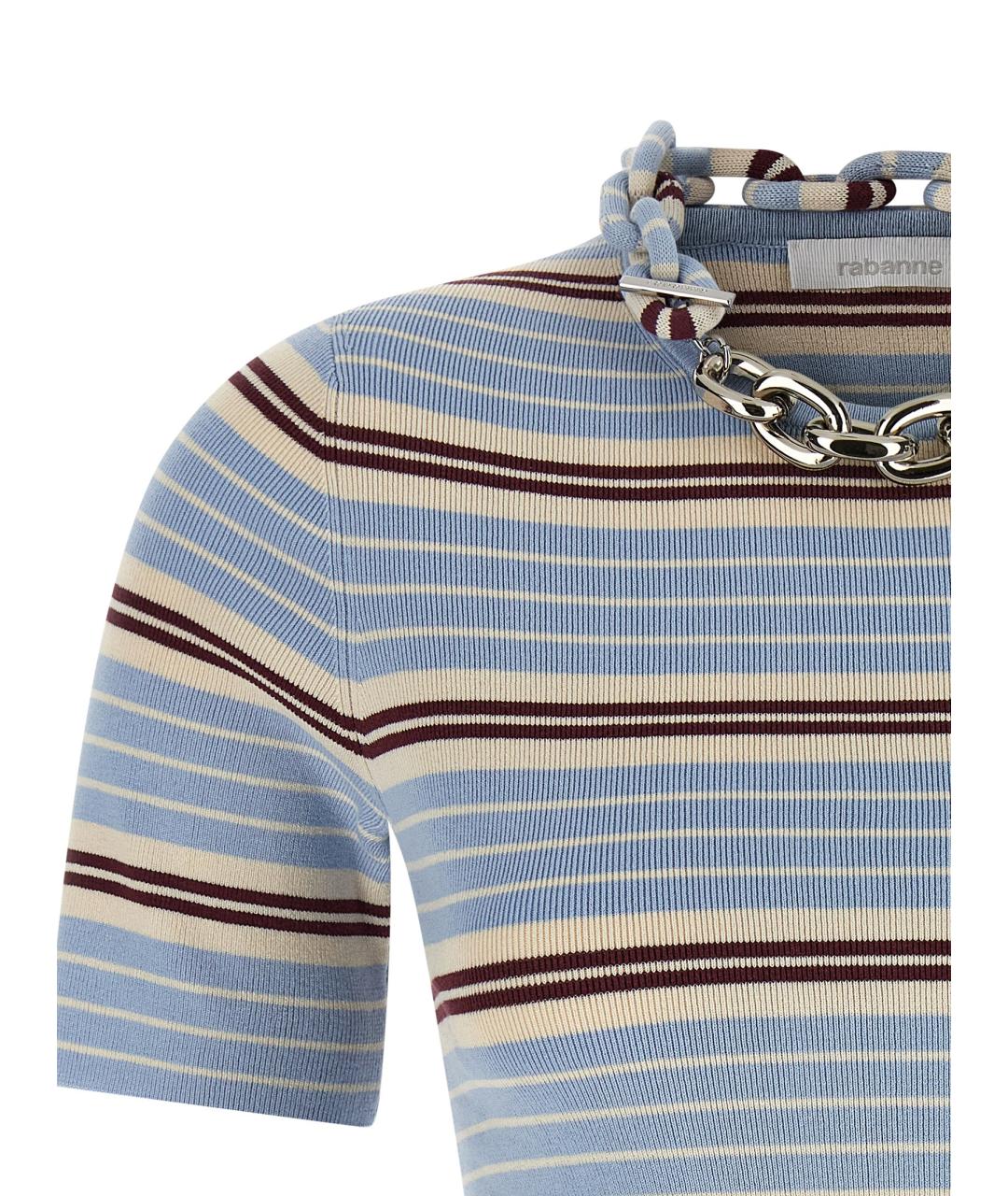 PACO RABANNE Голубая хлопковая футболка, фото 3