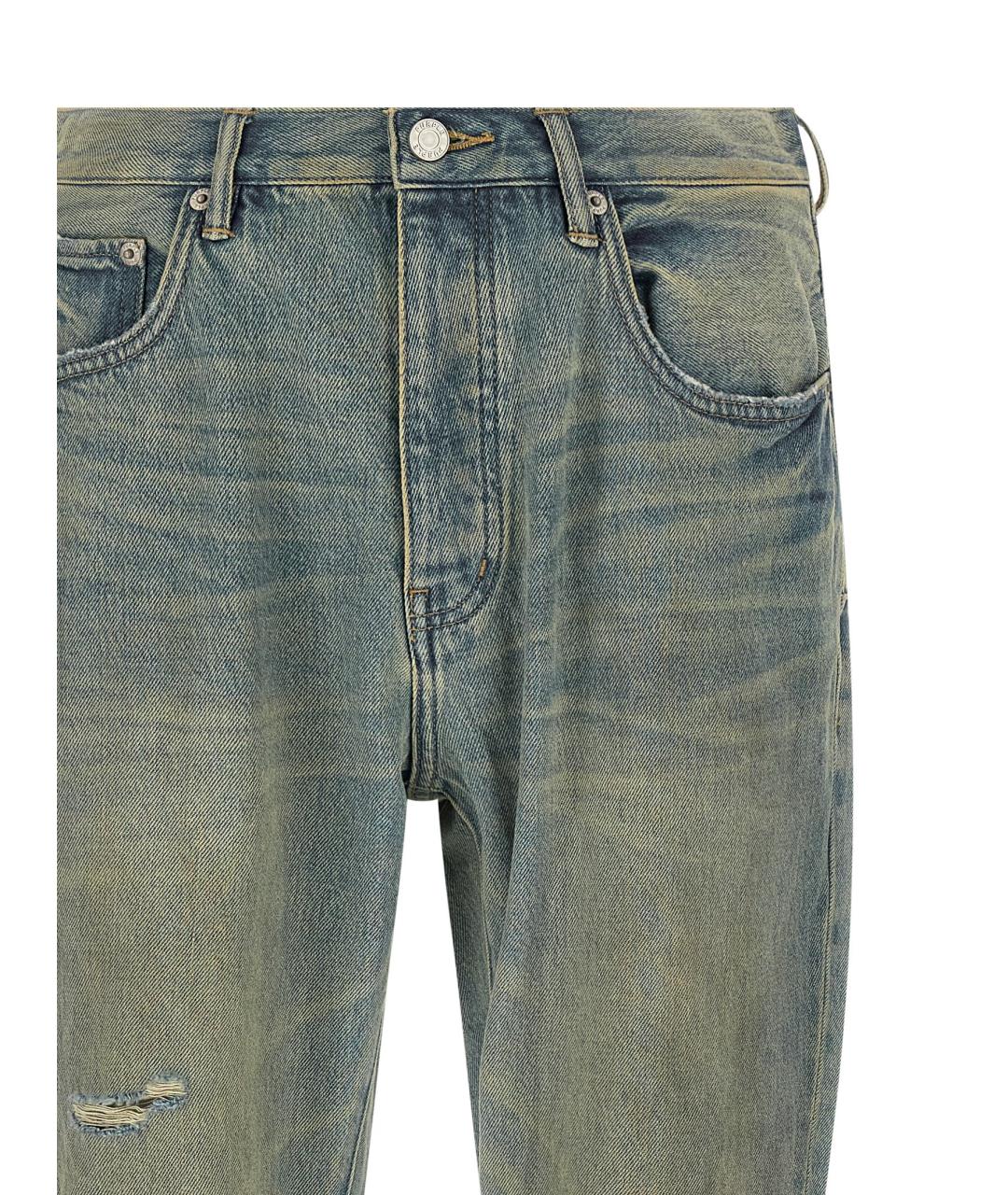 PURPLE Голубые хлопковые прямые джинсы, фото 3