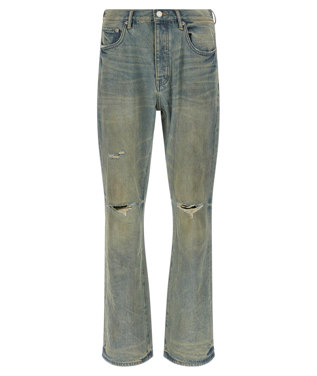 PURPLE Голубые хлопковые прямые джинсы, фото 1