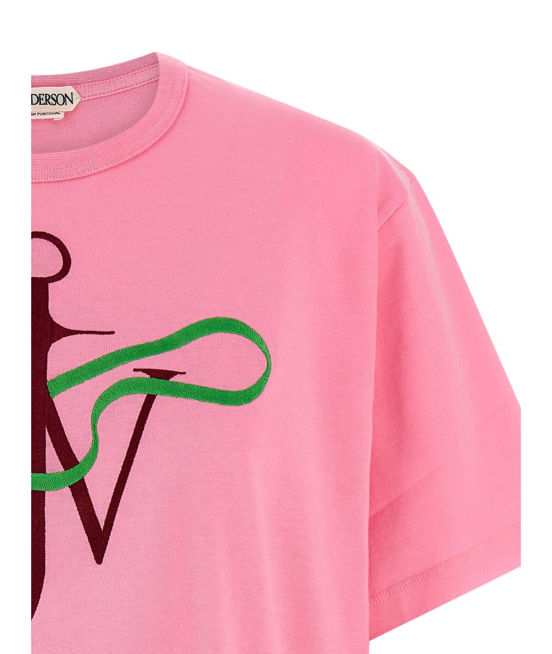 J.W.ANDERSON Розовая хлопковая футболка, фото 3
