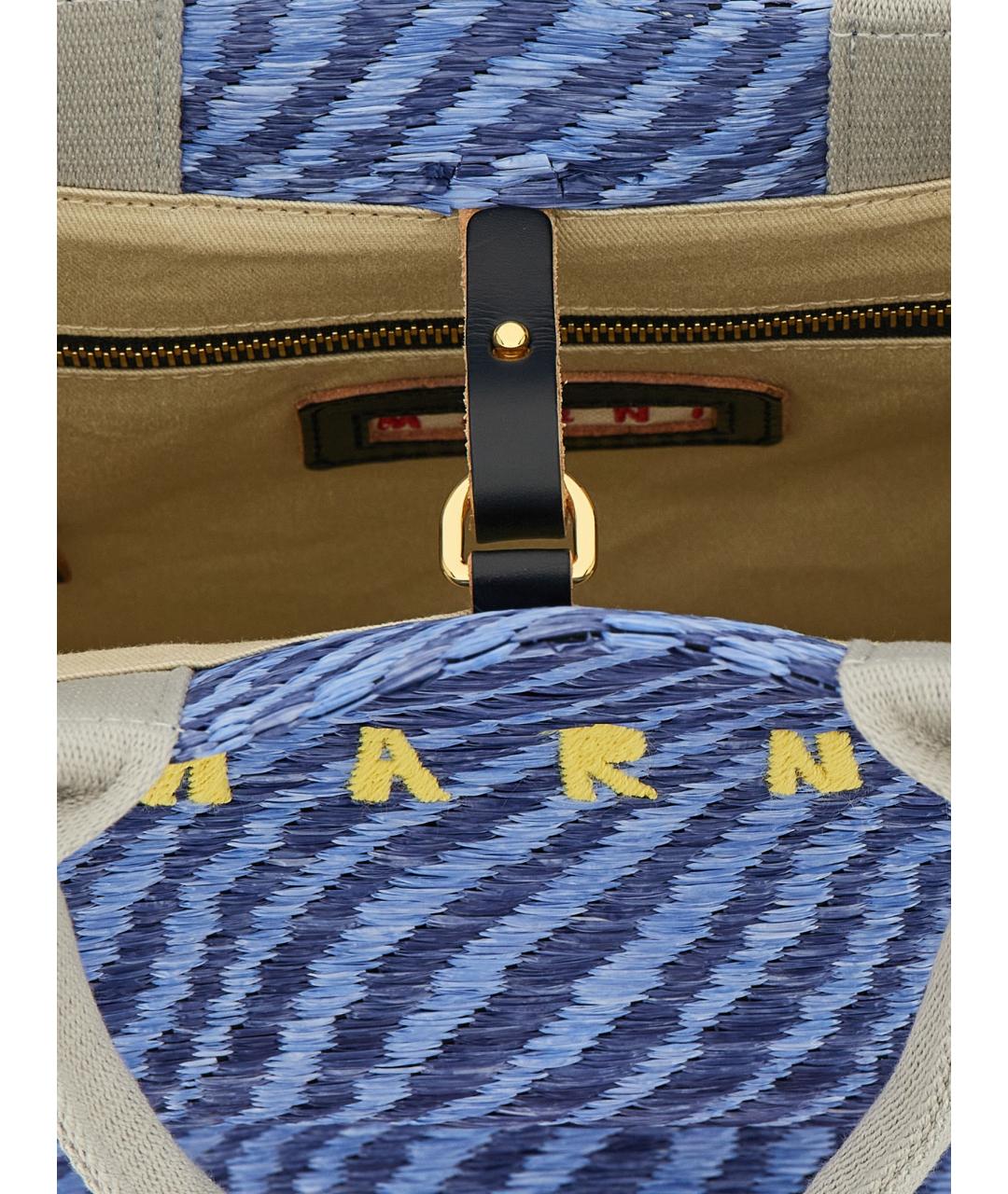MARNI Синяя синтетическая сумка тоут, фото 4