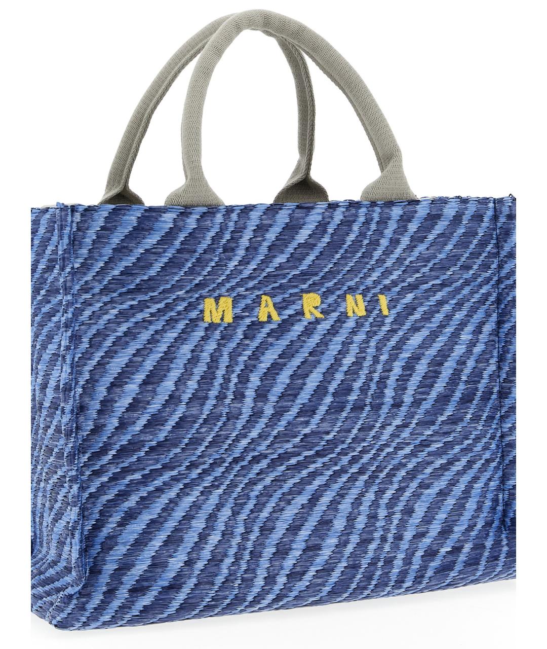 MARNI Синяя синтетическая сумка тоут, фото 3