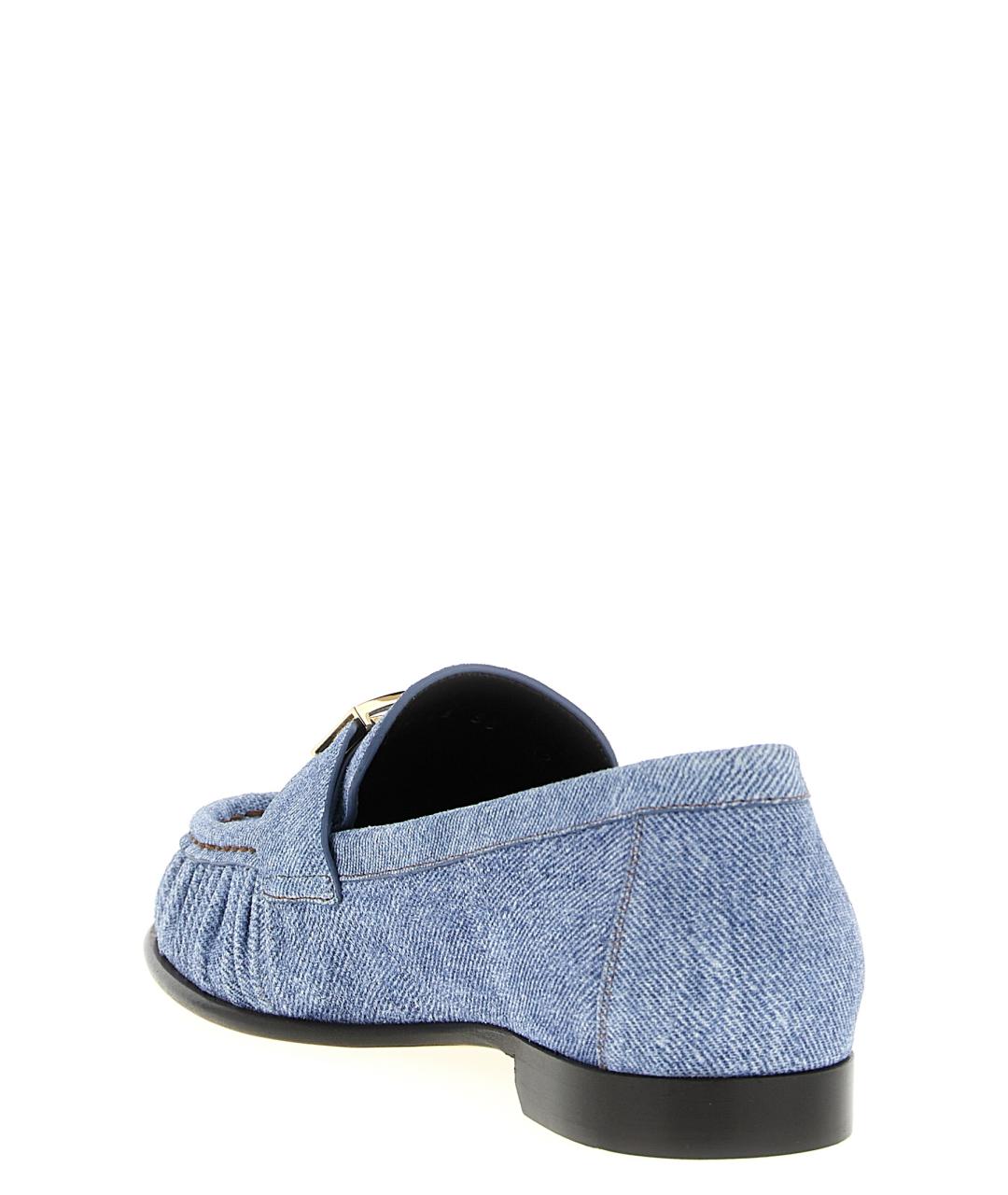 FENDI Голубые текстильные лоферы, фото 3