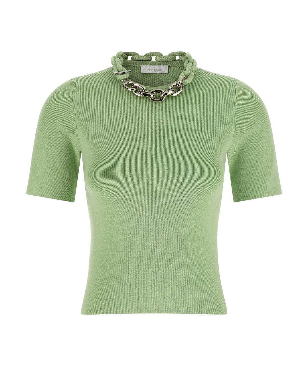 PACO RABANNE Зеленая хлопковая футболка, фото 1