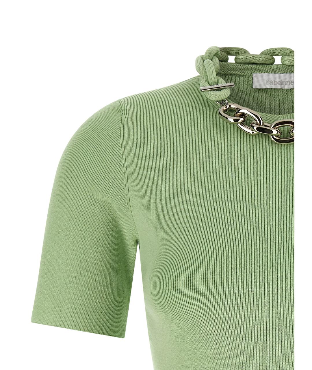 PACO RABANNE Зеленая хлопковая футболка, фото 3