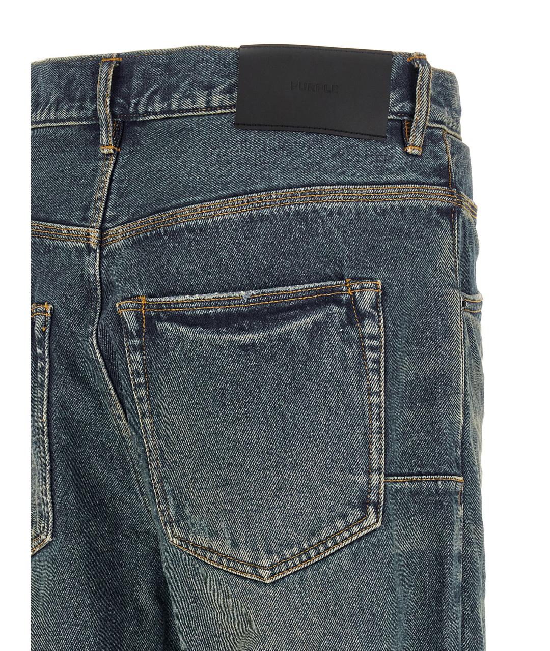 PURPLE Синие хлопковые прямые джинсы, фото 4