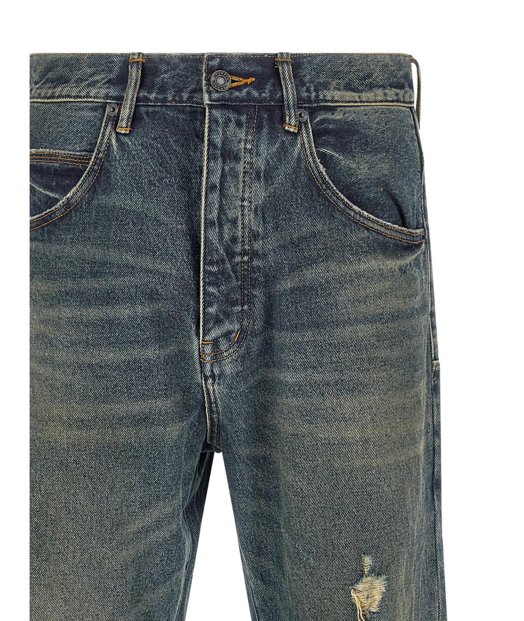 PURPLE Синие хлопковые прямые джинсы, фото 3