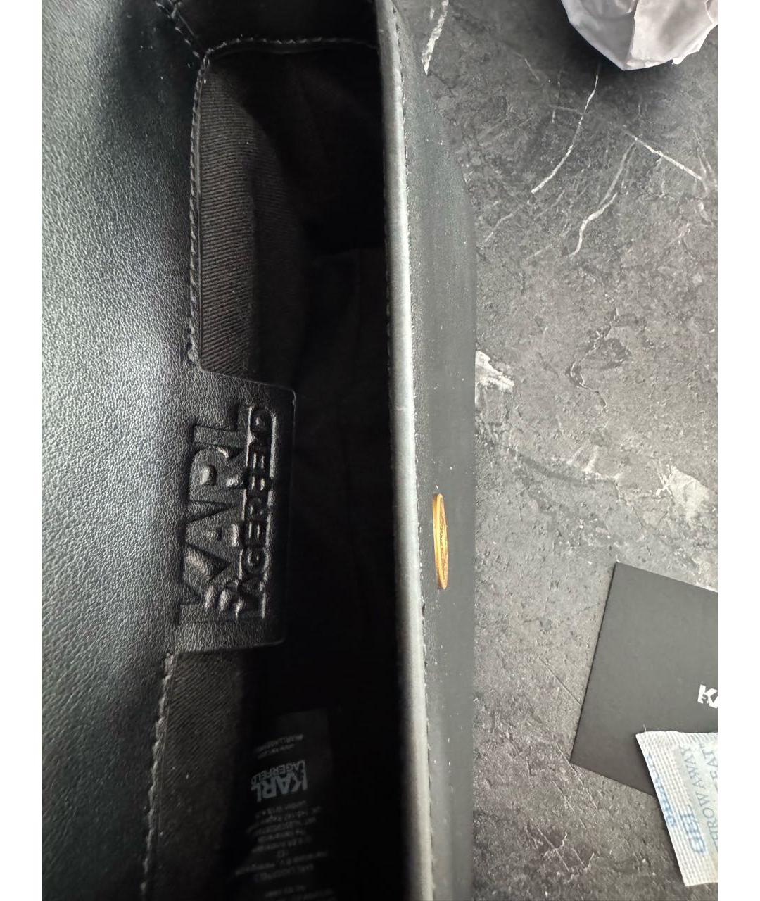 KARL LAGERFELD Черная кожаная сумка через плечо, фото 4