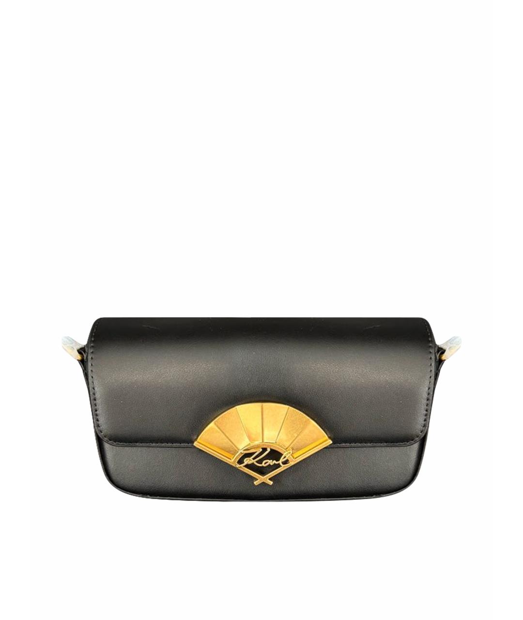 KARL LAGERFELD Черная кожаная сумка через плечо, фото 1