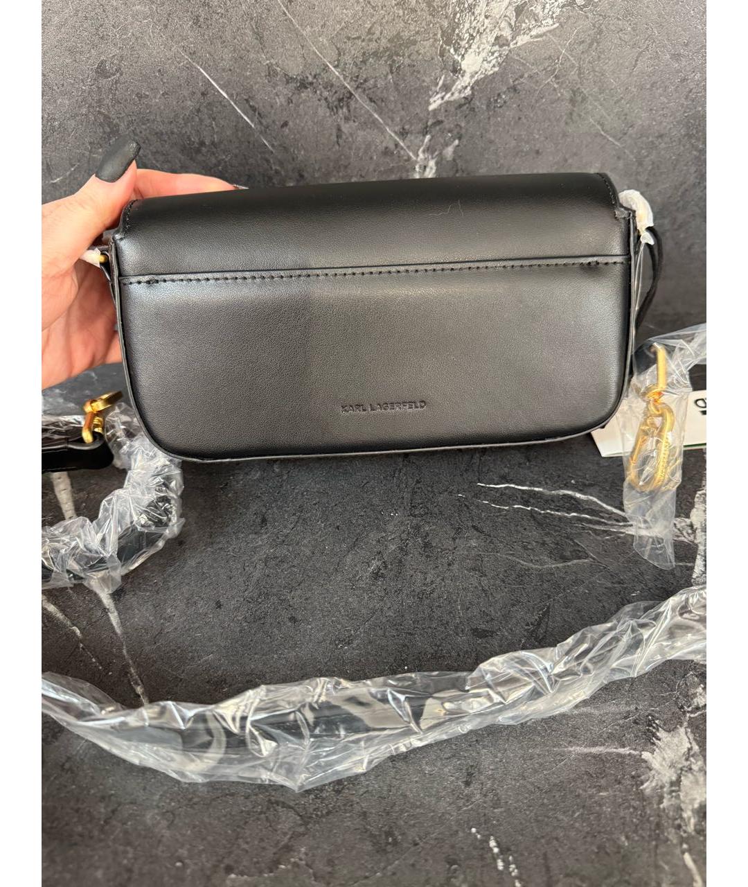 KARL LAGERFELD Черная кожаная сумка через плечо, фото 3