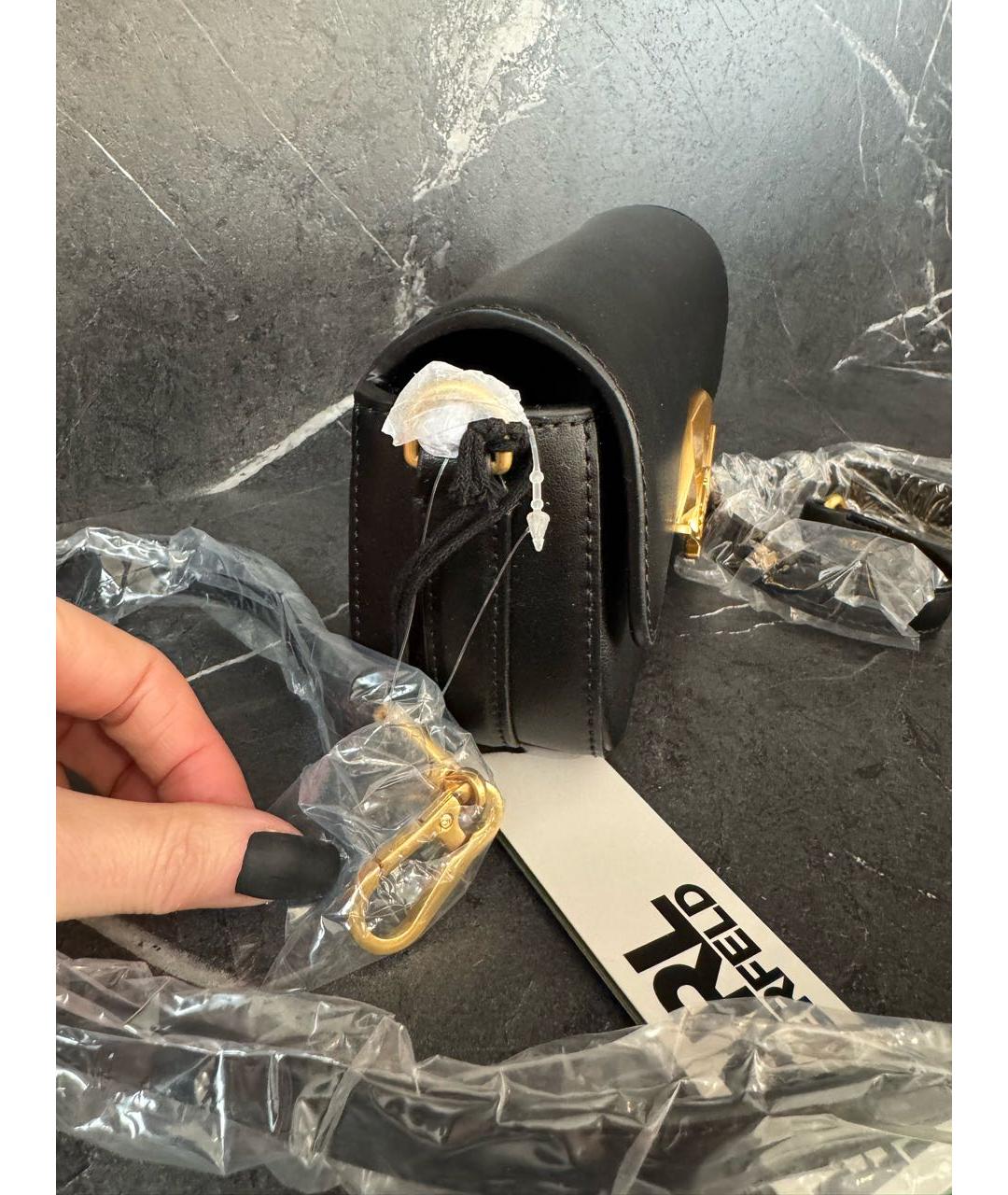 KARL LAGERFELD Черная кожаная сумка через плечо, фото 2