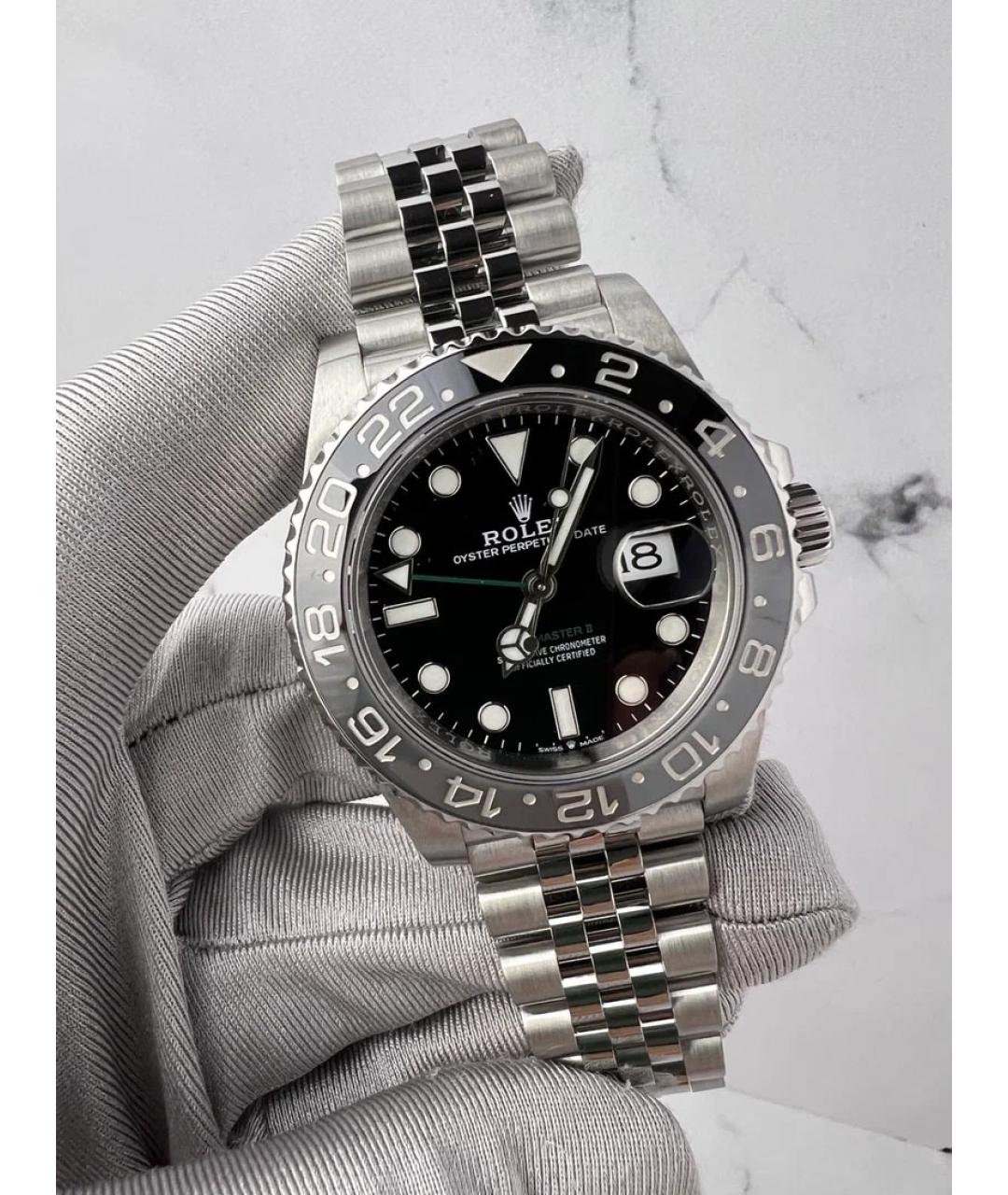 ROLEX Черные металлические часы, фото 2