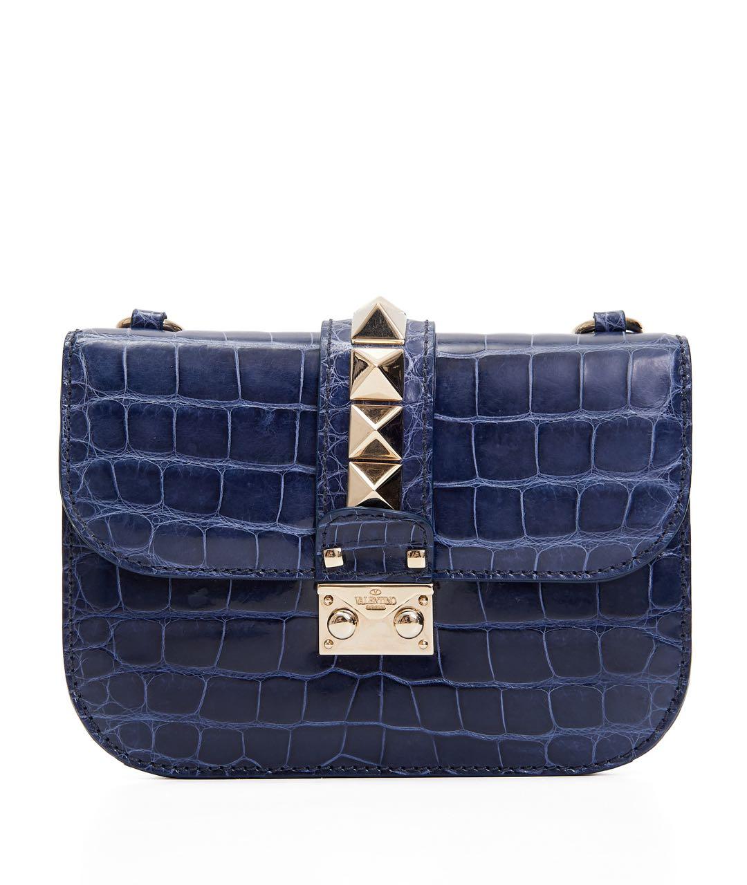 VALENTINO Темно-синяя кожаная сумка через плечо, фото 1