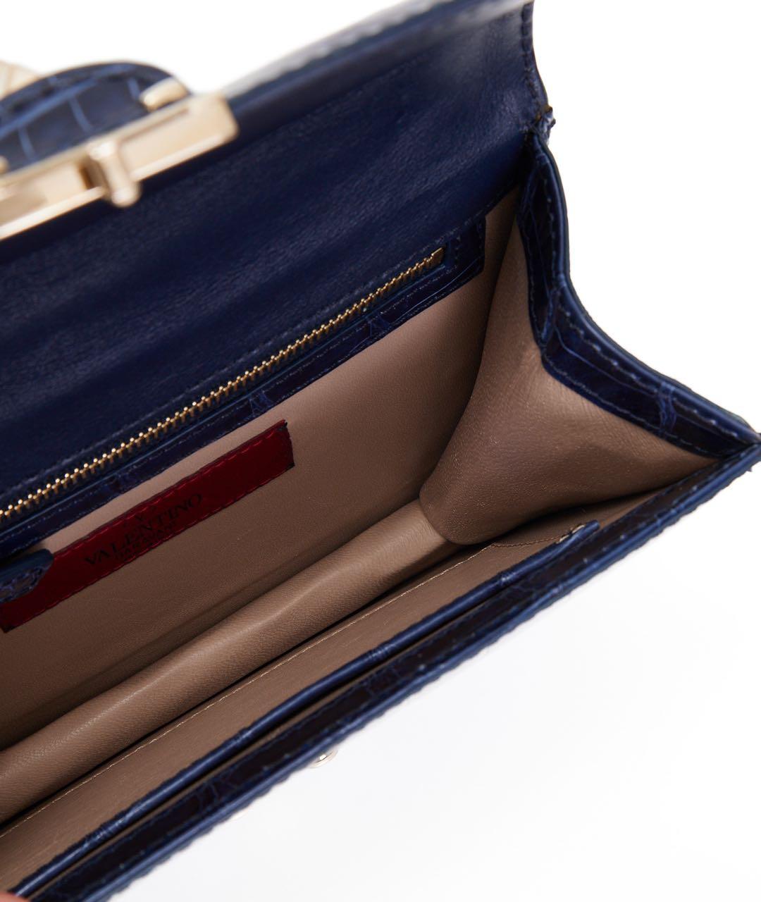 VALENTINO Темно-синяя кожаная сумка через плечо, фото 4
