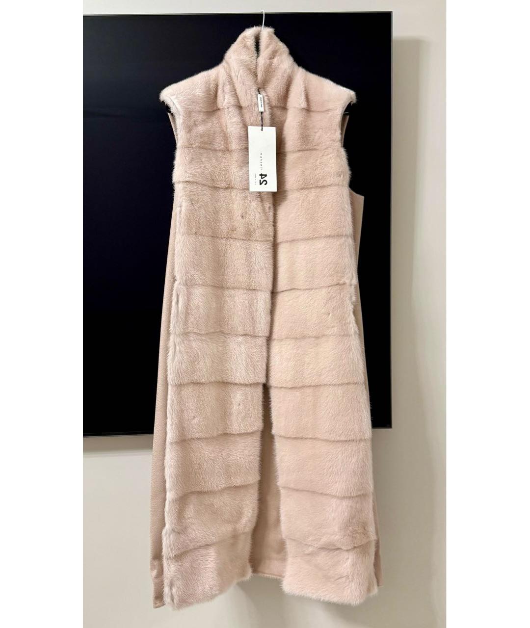 MANZONI 24 Бежевый меховой жилет, фото 6