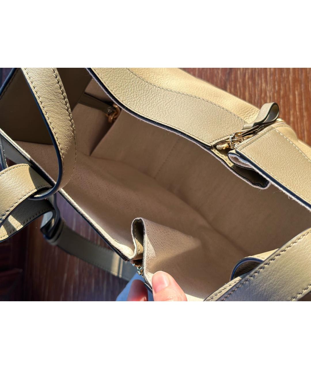 LOEWE Бежевая кожаная сумка тоут, фото 6