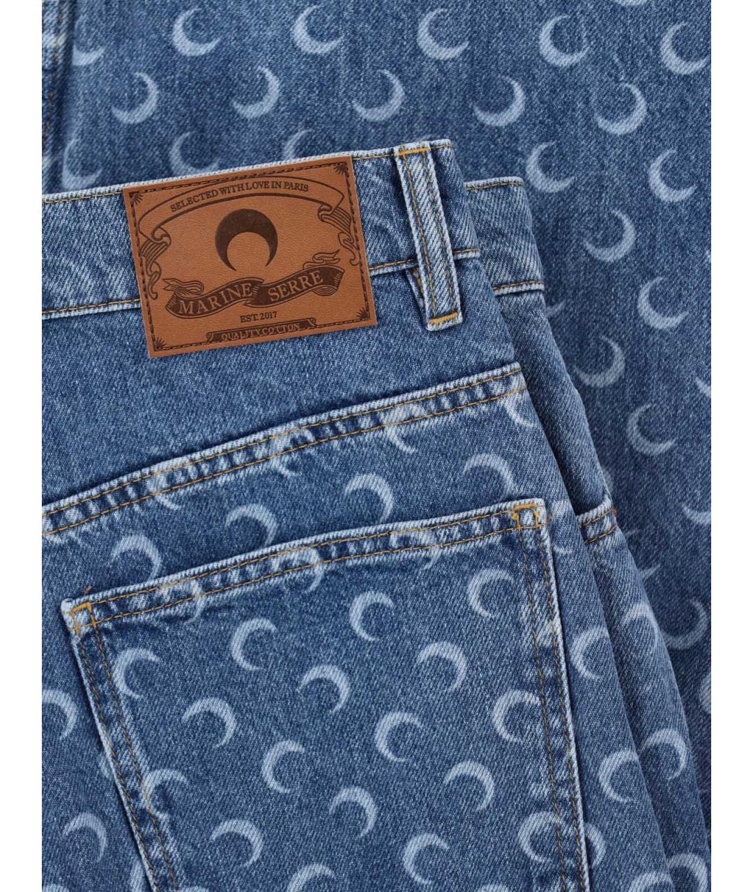 MARINE SERRE Синие хлопковые прямые джинсы, фото 4