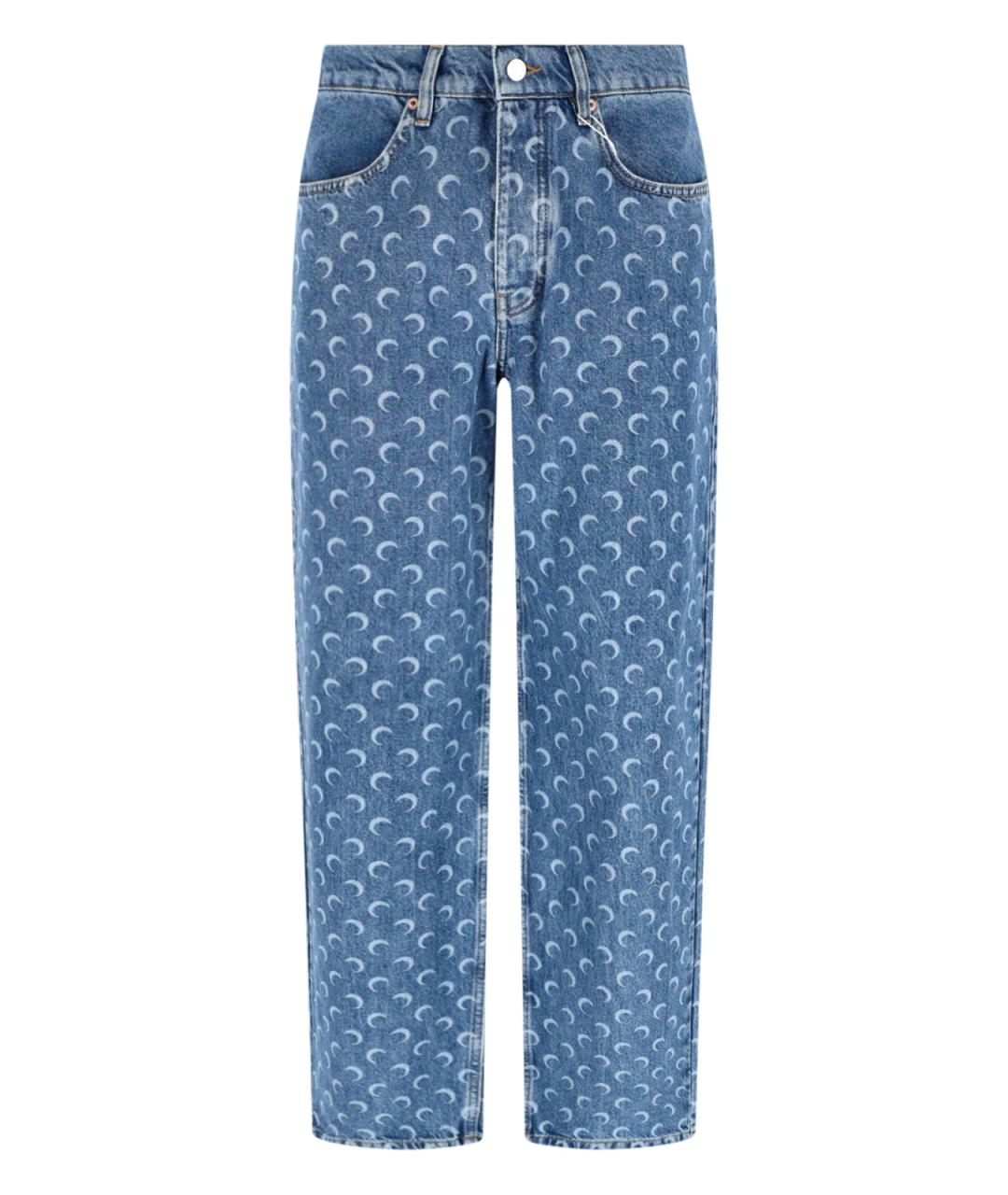 MARINE SERRE Синие хлопковые прямые джинсы, фото 1